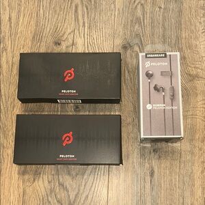 PELETON UNOPENED headphones and 2 heart monitors